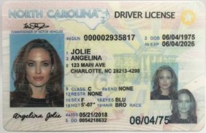 North Carolina Driver License - North Carolina Scannable IDS